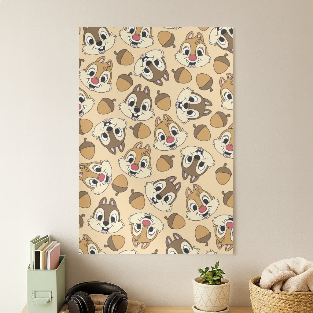 Cute Squirrels And Acorns Pattern Poster