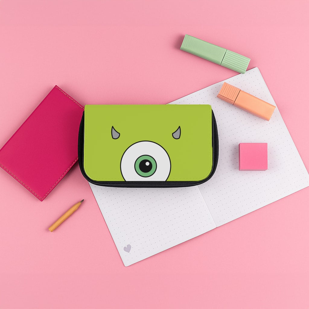 Green Monster Face Pencil Case