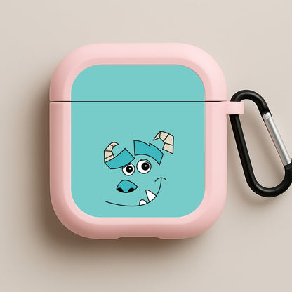 Blue Monster Face Pink AirPods Case