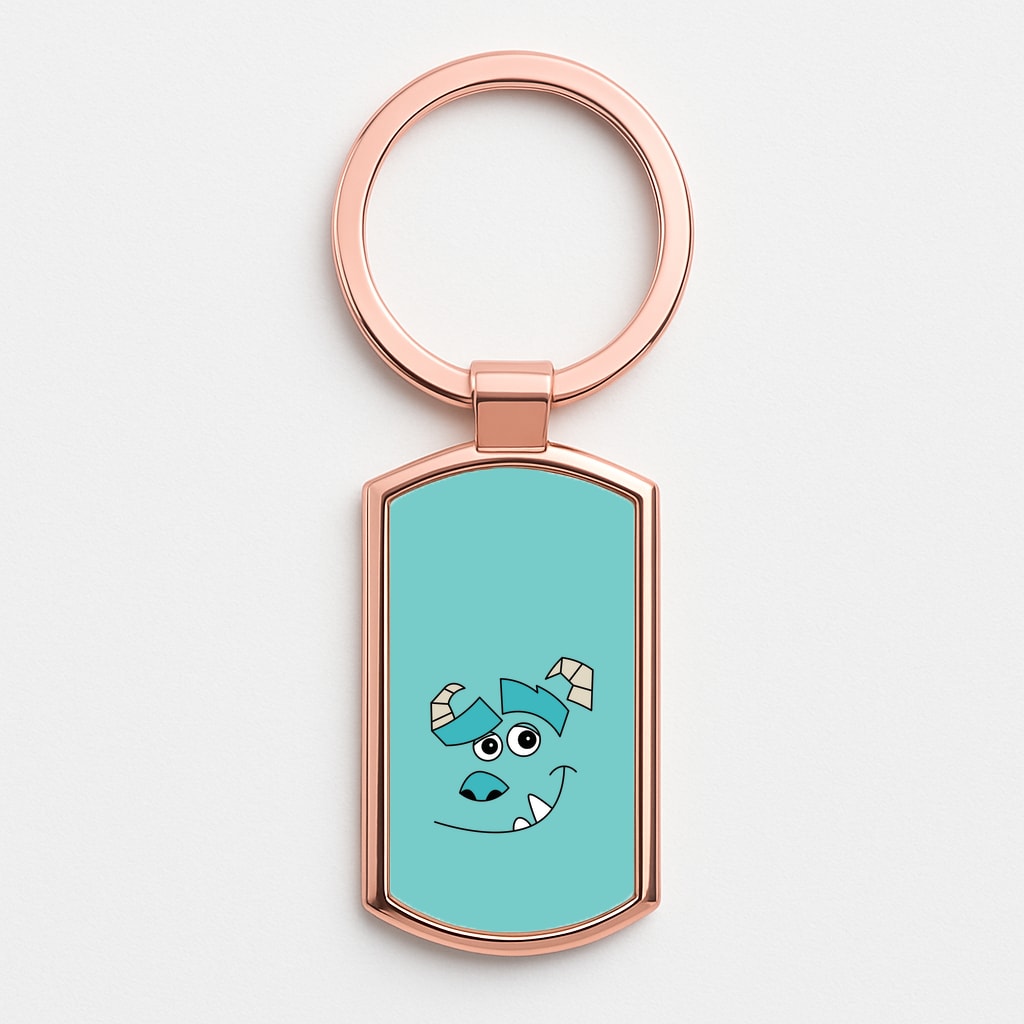 Blue Monster Face Rose Gold Keyring