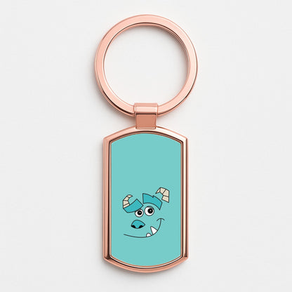 Blue Monster Face Rose Gold Keyring
