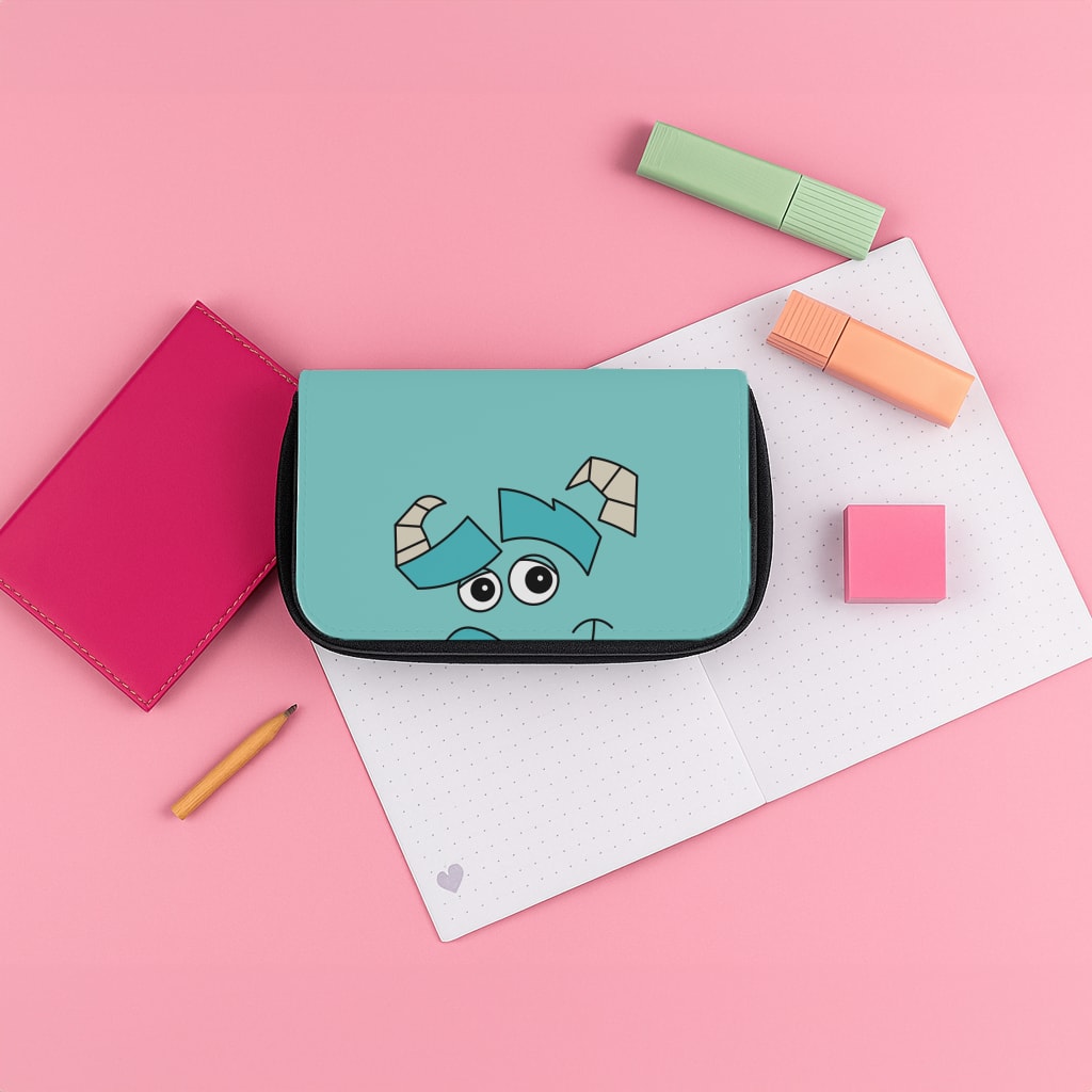 Blue Monster Face Pencil Case