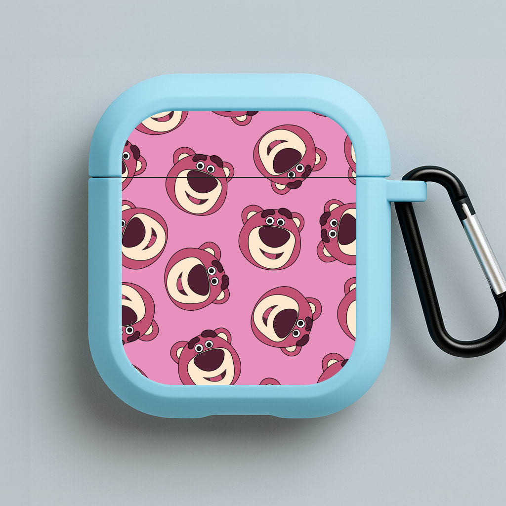 Cherry Bear Pattern Blue AirPods Case