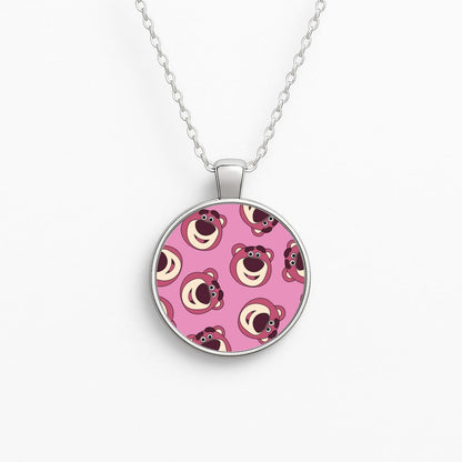 Cherry Bear Pattern Circle Necklace