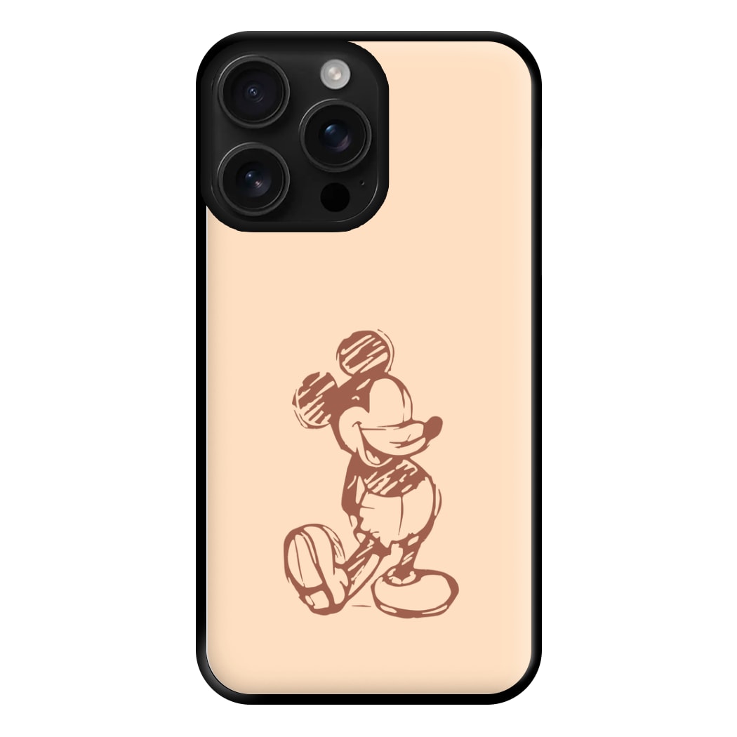 Sketched Mouse Outline Beige  Phone Case for iPhone 16 Pro Max