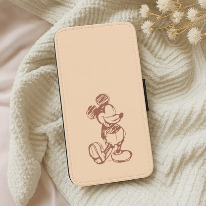 Sketched Mouse Outline Beige  Wallet Phone Case