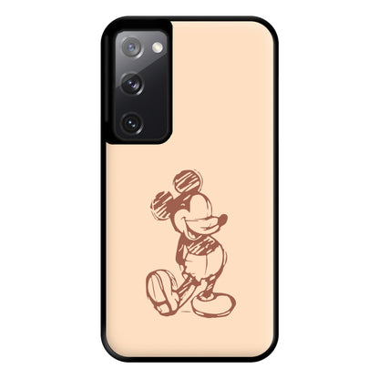 Sketched Mouse Outline Beige  Phone Case for Galaxy S20FE
