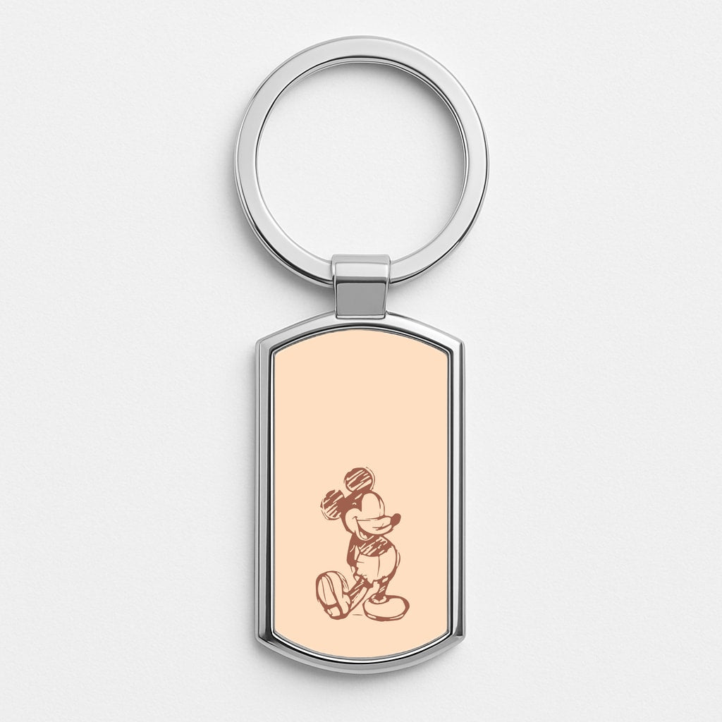 Sketched Mouse Outline Beige  Luxury Keyring
