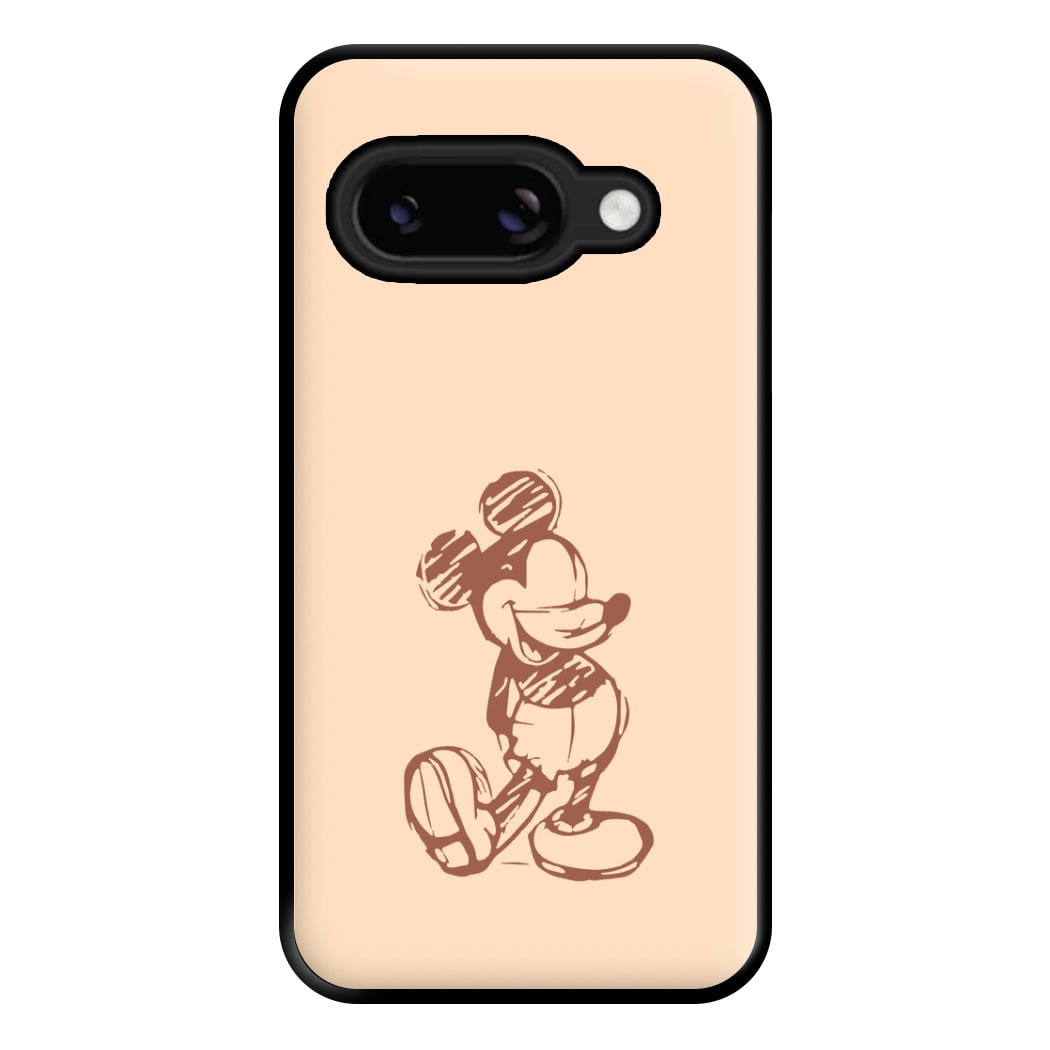 Sketched Mouse Outline Beige  Phone Case for Google Pixel 8a
