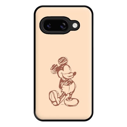 Sketched Mouse Outline Beige  Phone Case for Google Pixel 8a