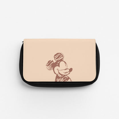 Sketched Mouse Outline Beige  Pencil Case