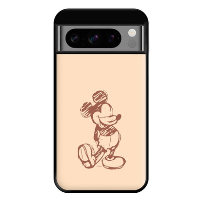 Sketched Mouse Outline Beige  Phone Case for Google Pixel 8 Pro