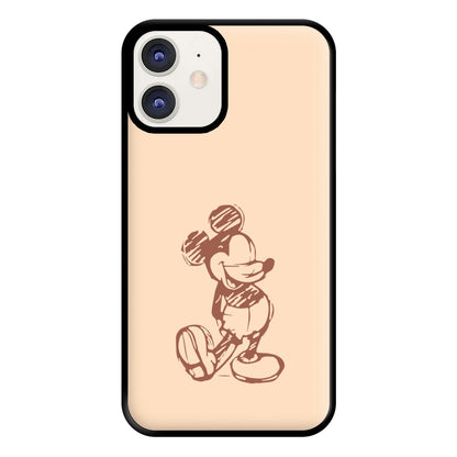 Sketched Mouse Outline Beige  Phone Case for iPhone 11
