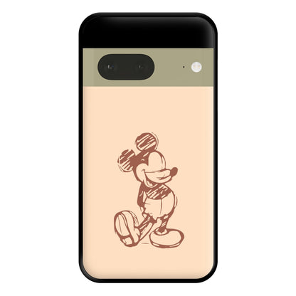 Sketched Mouse Outline Beige  Phone Case for Google Pixel 7a