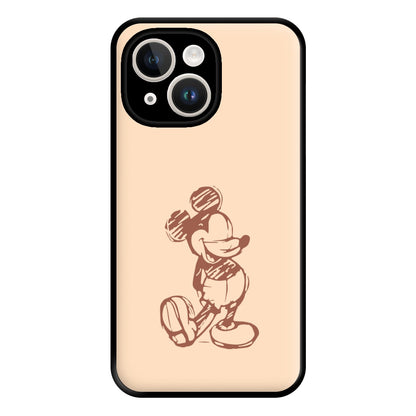 Sketched Mouse Outline Beige  Phone Case for iPhone 14 Plus