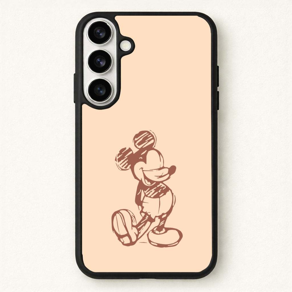 Sketched Mouse Outline Beige Phone Case for Galaxy S26