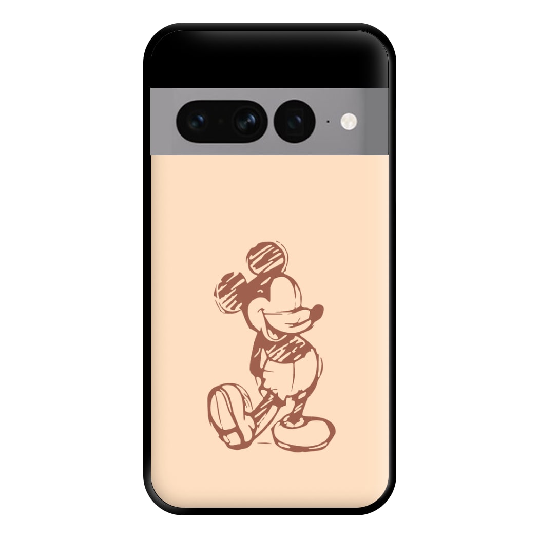 Sketched Mouse Outline Beige  Phone Case for Google Pixel 7 Pro
