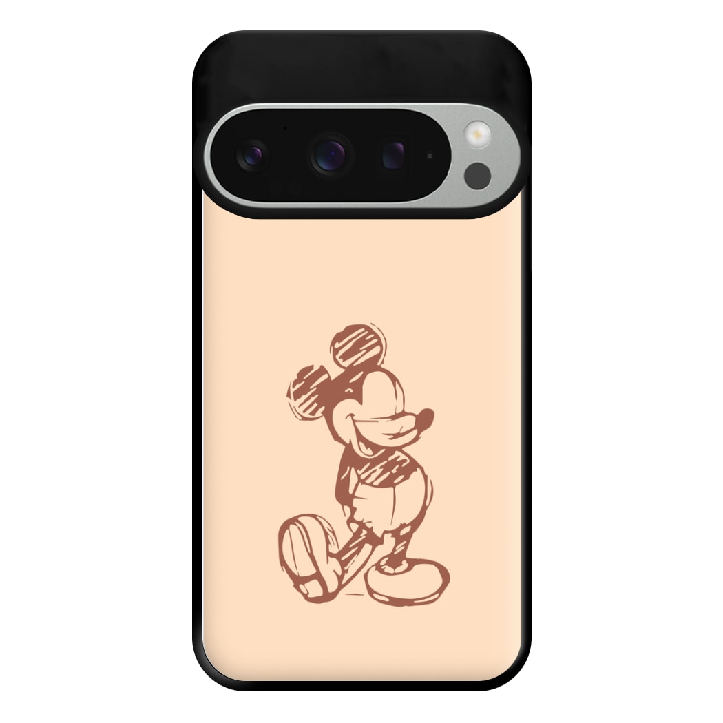 Sketched Mouse Outline Beige  Phone Case for Google Pixel 9 Pro XL