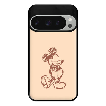 Sketched Mouse Outline Beige  Phone Case for Google Pixel 9 Pro XL