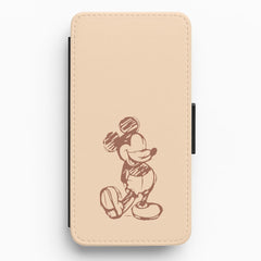 Sketched Mouse Outline Beige Flip / Wallet Phone Case