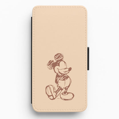 Sketched Mouse Outline Beige  Flip / Wallet Phone Case