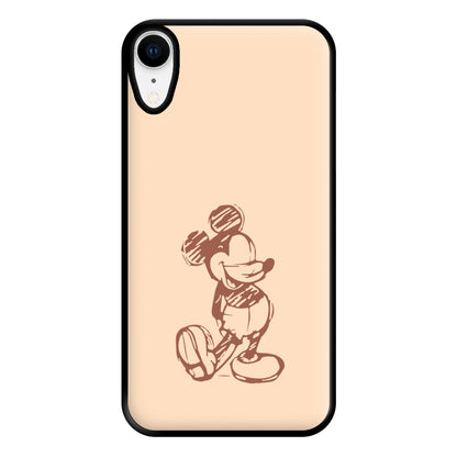 Sketched Mouse Outline Beige  Phone Case for iPhone XR
