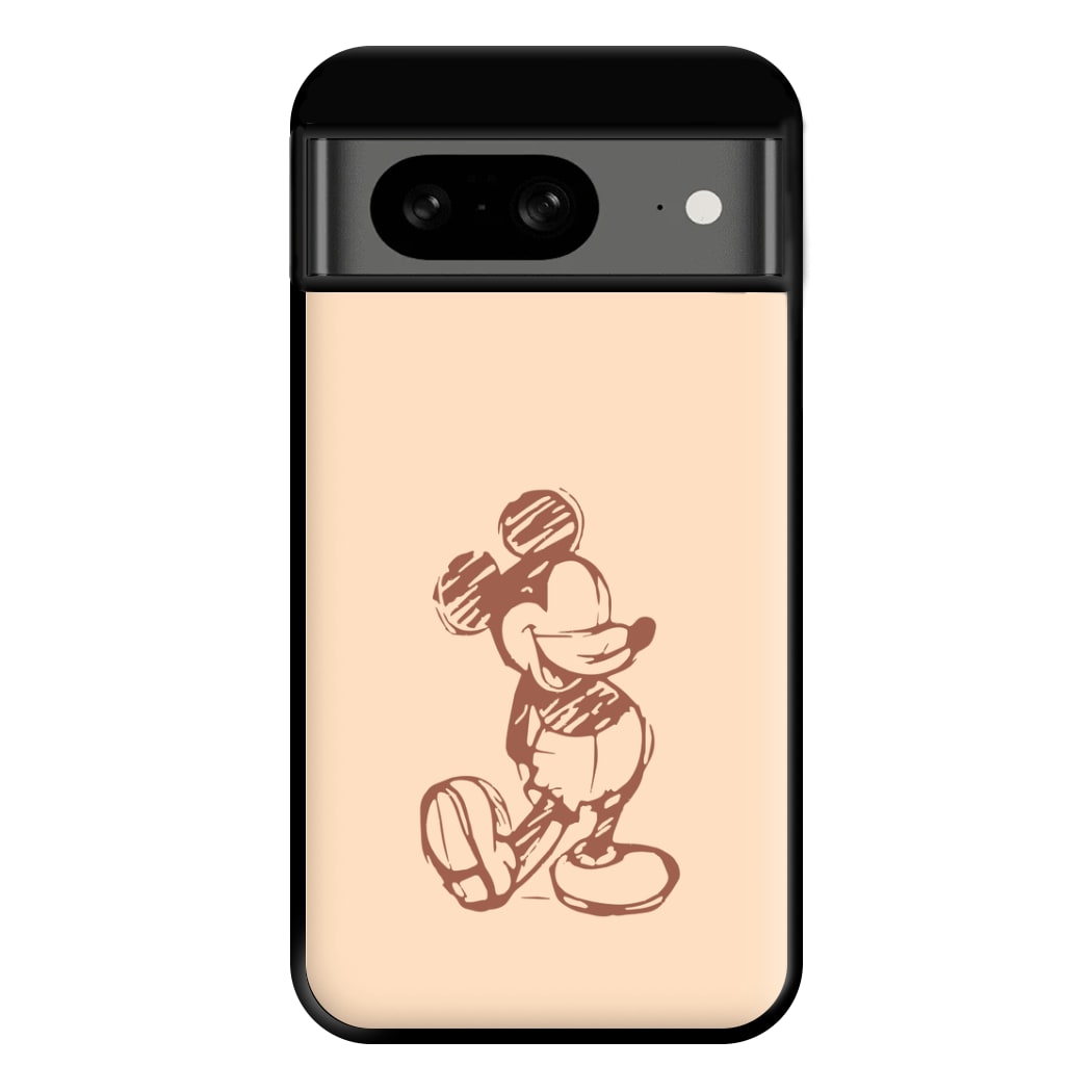 Sketched Mouse Outline Beige  Phone Case for Google Pixel 8