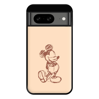 Sketched Mouse Outline Beige  Phone Case for Google Pixel 8
