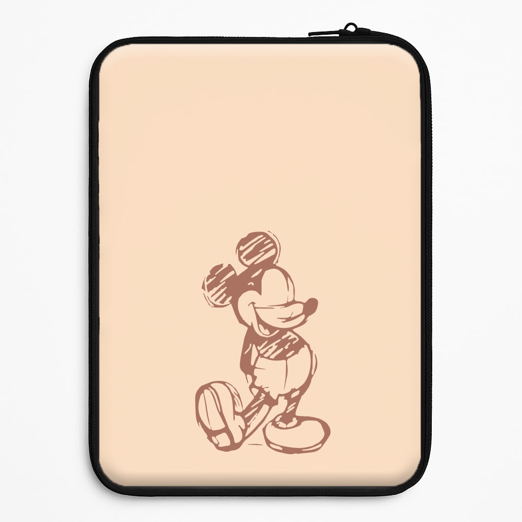 Sketched Mouse Outline Beige  Laptop Sleeve