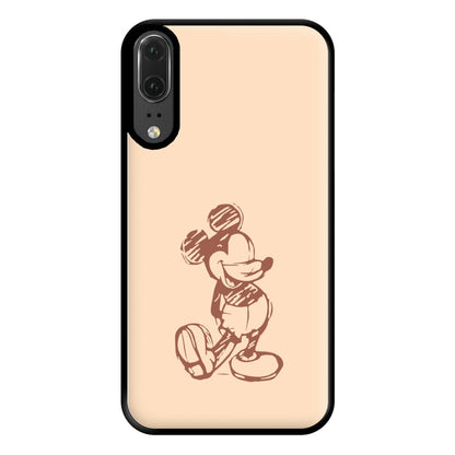 Sketched Mouse Outline Beige  Phone Case for Huawei P20