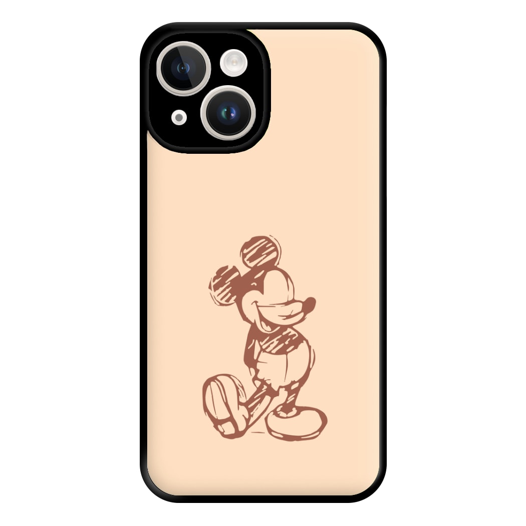Sketched Mouse Outline Beige  Phone Case for iPhone 14