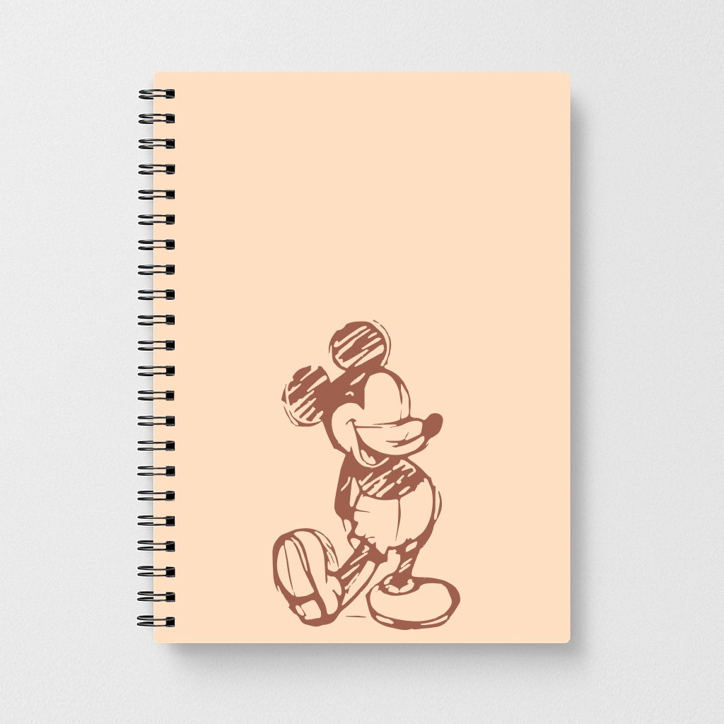 Sketched Mouse Outline Beige  Notebook