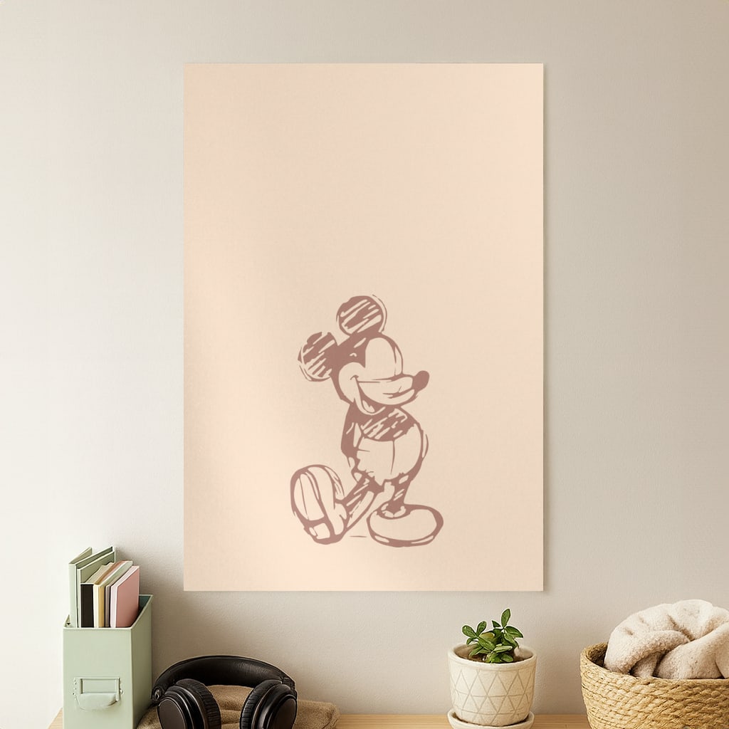 Sketched Mouse Outline Beige  Poster