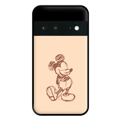 Sketched Mouse Outline Beige  Phone Case for Google Pixel 6a
