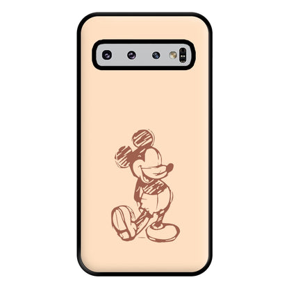 Sketched Mouse Outline Beige  Phone Case for Galaxy S10 Plus