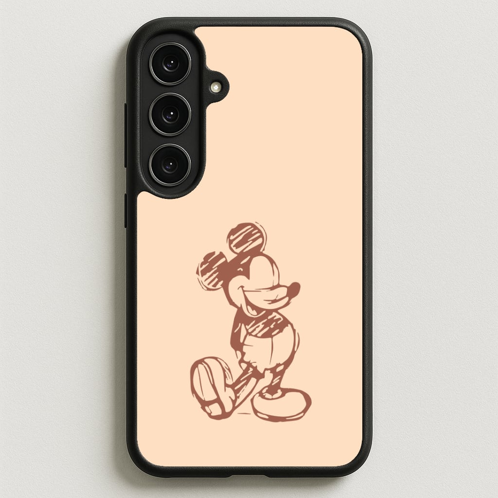 Sketched Mouse Outline Beige Phone Case for Galaxy S25FE