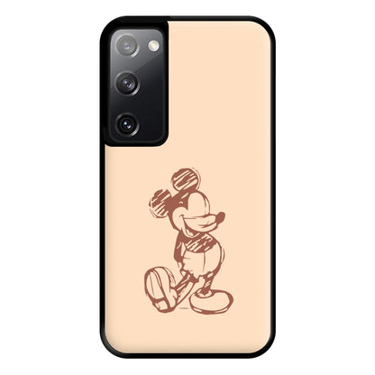 Sketched Mouse Outline Beige  Phone Case for Galaxy S20