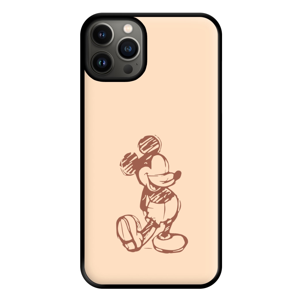 Sketched Mouse Outline Beige  Phone Case for iPhone 13