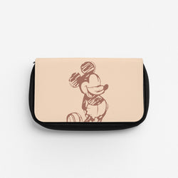 Sketched Mouse Outline Beige  Pencil Case