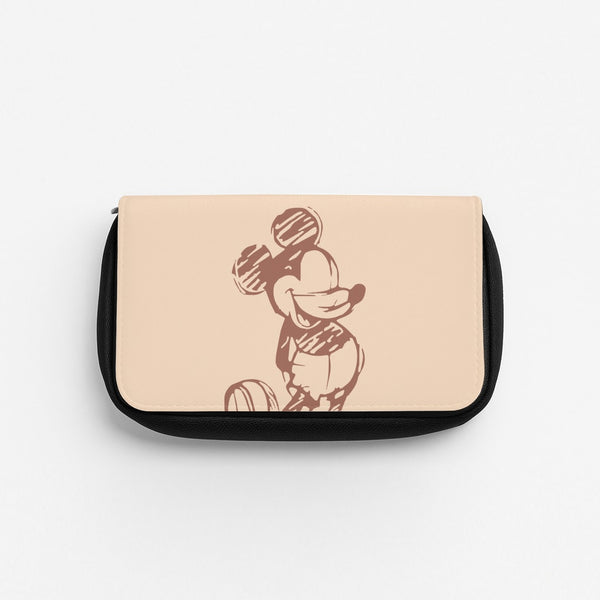 Sketched Mouse Outline Beige  Pencil Case