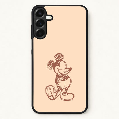 Sketched Mouse Outline Beige Phone Case for Galaxy A57