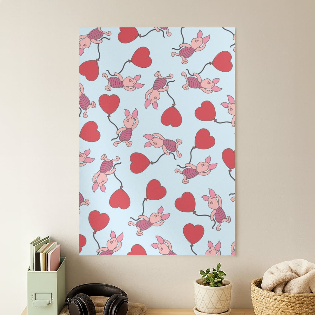 Baby Pig With Balloon Pattern Poster
