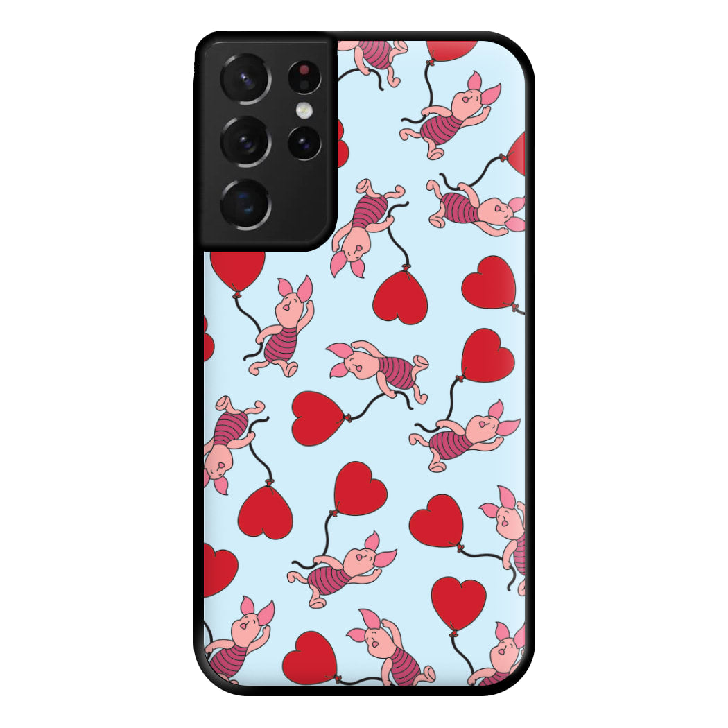 Baby Pig With Balloon Pattern Phone Case for Galaxy S21 Ultra