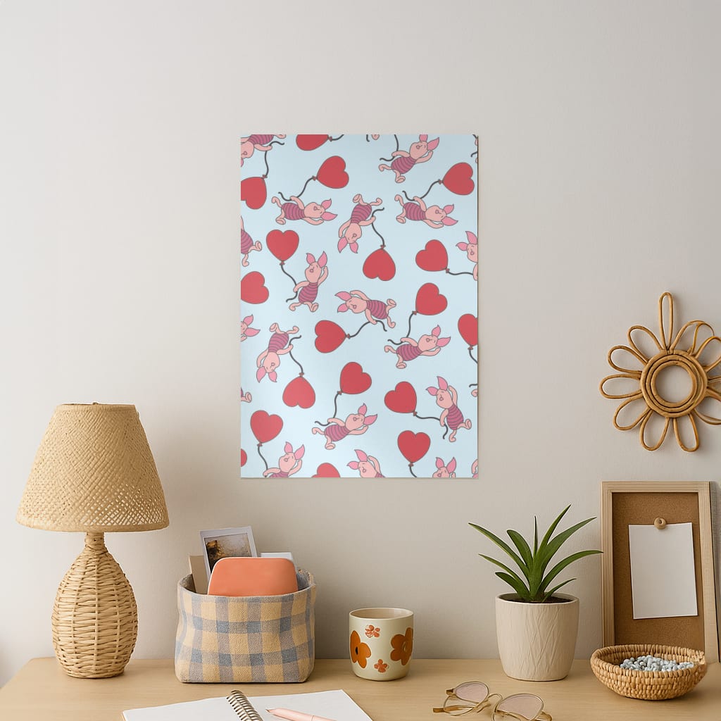 Baby Pig With Balloon Pattern Art Print