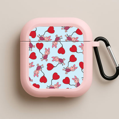 Baby Pig With Balloon Pattern Pink AirPods Case