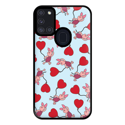 Baby Pig With Balloon Pattern Phone Case for Galaxy A21s