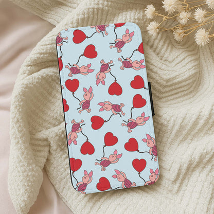 Baby Pig With Balloon Pattern Wallet Phone Case