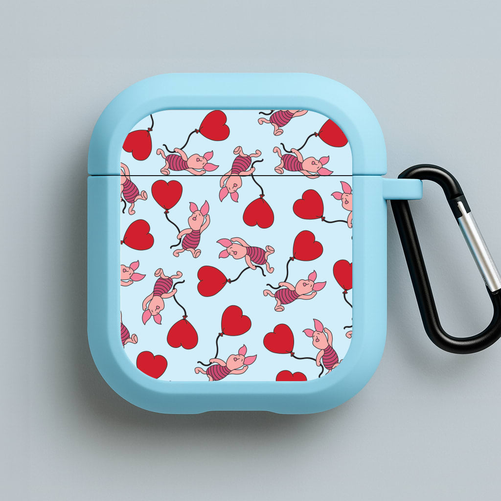 Baby Pig With Balloon Pattern Blue AirPods Case