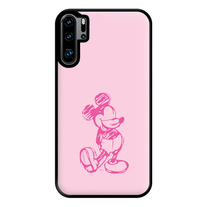 Sketched Mouse Outline Pink Phone Case for Huawei P30 Pro