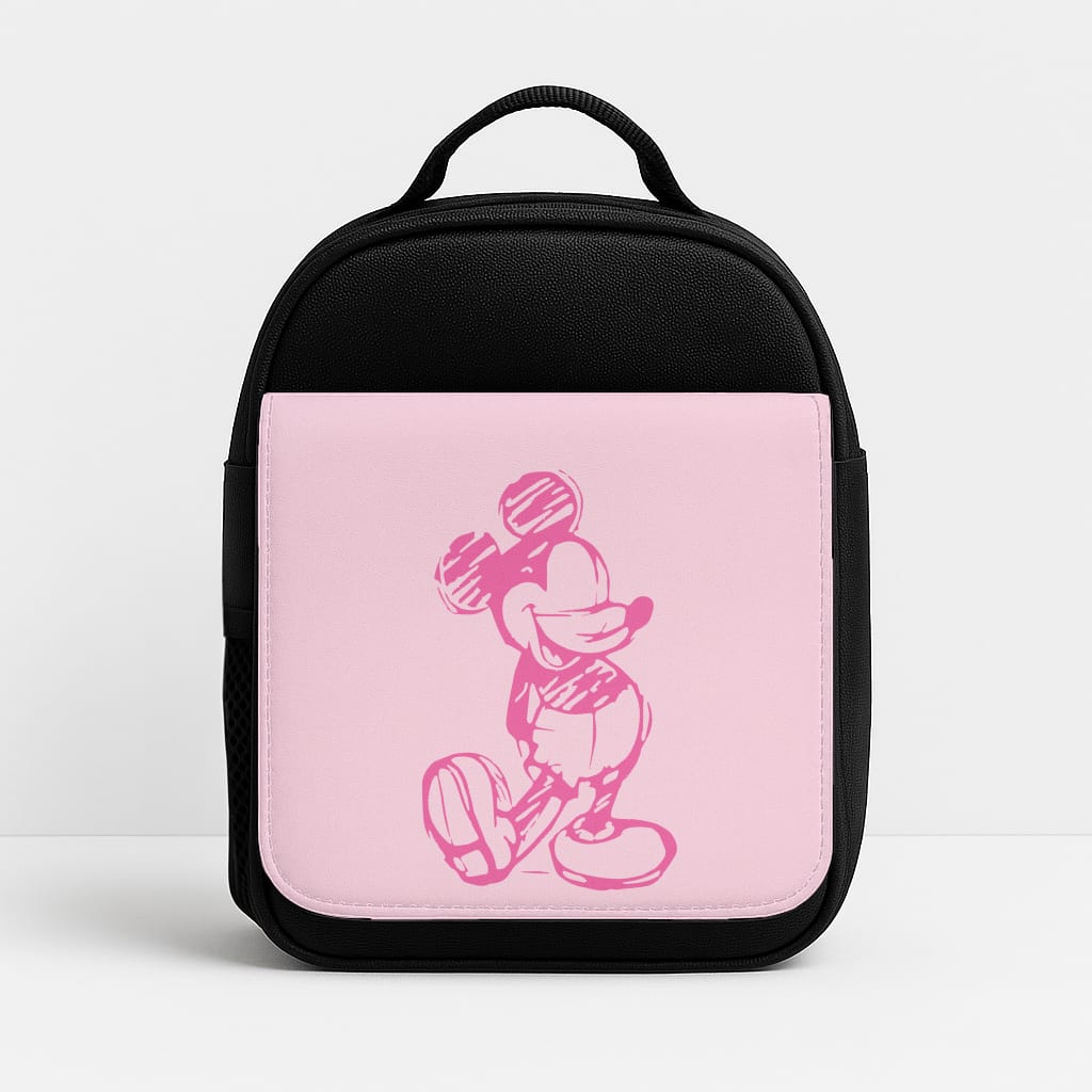 Sketched Mouse Outline Pink Lunchbox
